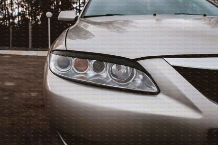 Mazda-6 2002—2007-Накладки на передние фары (реснички) компл.-2 шт.-глянец (под покраску)