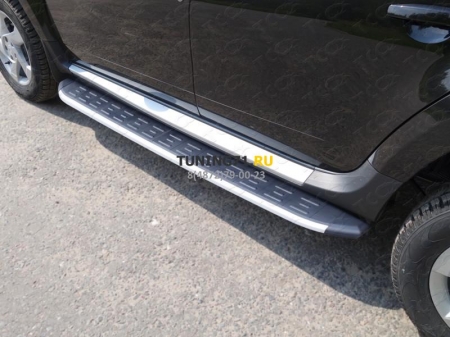 Renault Duster 2015 Пороги алюминиевые с пластиковой накладкой 1720 мм