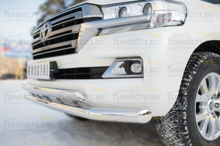 Toyota Land Cruiser 200 2015 Защита переднего бампера d76 (секции) d75x42 (дуга)+декор паз TLCZ-002161