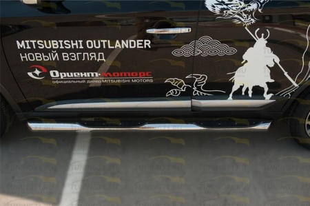 Mitsubishi Outlander 2015 - Пороги труба d76 с накладкой (вариант 1) MOT-0021081