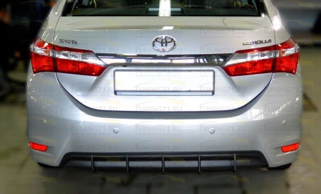 2013- Toyota Corolla E160 Диффузор (Накладка на задний бампер) (Под покраску или тиснение)