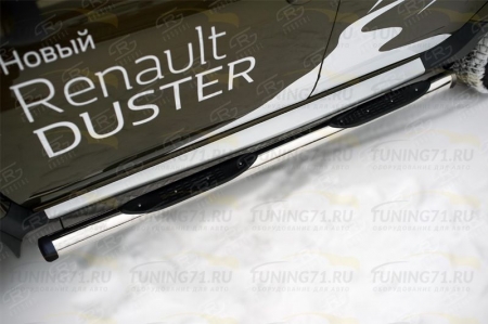 RENAULT Duster 2015 Пороги труба d76 с накладкой (вариант 2) RDT-0021792