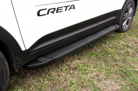 Hyundai CRETA 4WD (2016)-Пороги алюминиевые "Optima Black" 1700 черные