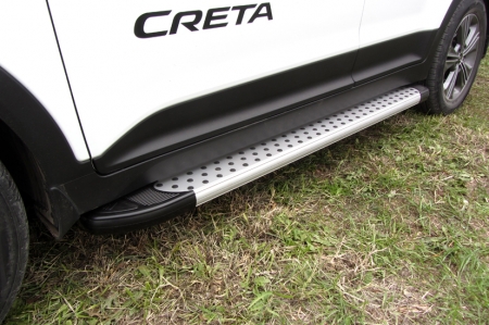 Hyundai CRETA 4WD (2016)-Пороги алюминиевые "Standart Silver" 1700 серебристые