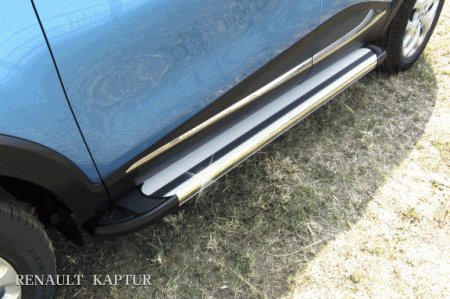 Renault KAPTUR 2016-Пороги алюминиевые "Luxe Silver" 1700 серебристые
