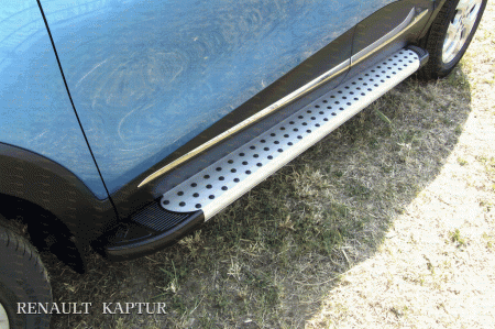 Renault KAPTUR 2016-Пороги алюминиевые "Standart Silver" 1700 серебристые