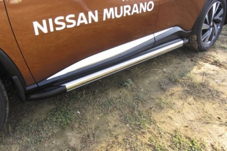 Nissan MURANO 2016- Пороги алюминиевые "Luxe Silver" 1800 серебристые
