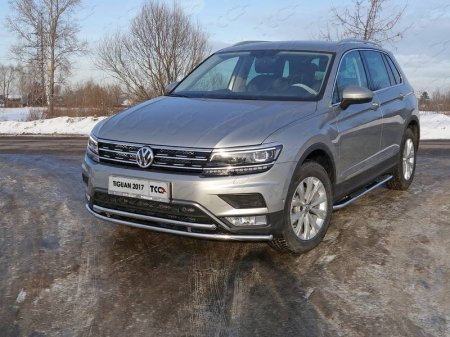 Volkswagen Tiguan 2017- Защита передняя нижняя (двойная) 42,4/42,4 мм (Пакет "Offroad")	