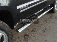 Пороги овальные с накладкой 120х60 мм Chevrolet Tahoe 2012