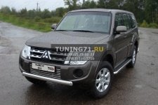 Защита передняя (овальная) 75х42 мм Mitsubishi Pajero IV 2013