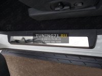 Накладки на пороги (лист зеркальный) Mitsubishi Pajero IV 2014