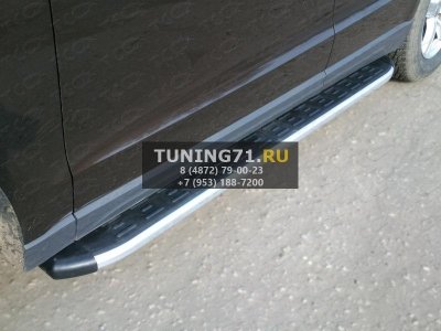 Nissan Qashqai+2 2010 Пороги алюминиевые с пластиковой накладкой (1820 из 2-х мест)