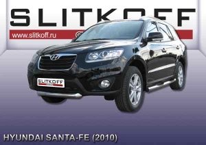 HYUNDAI SANTA-FE (2010)-Защита переднего бампера d76 короткая