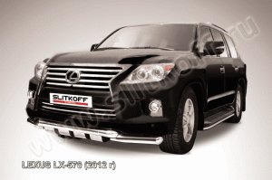 LEXUS LX-570 (2012)-Защита переднего бампера d76+d76 двойная с профильной ЗК