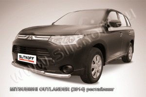 MITSUBISHI OUTLANDER (2014) рестайлинг-Защита переднего бампера d57+d42 двойная