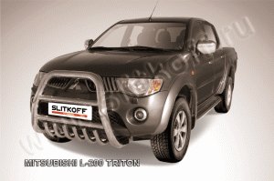 MITSUBISHI L-200 TRITON-Кенгурятник d76 высокий с защитой картера