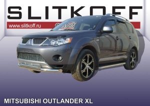 MITSUBISHI OUTLANDER XL (до 2010)-Защита переднего бампера d76+d57 двойная