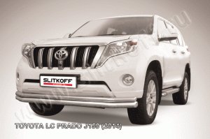 TOYOTA LC PRADO J150 (2014)-Защита переднего бампера d76+d57 двойная длинная