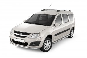 Защита порогов с алюм. площадкой ?51мм LADA LARGUS (нерж)