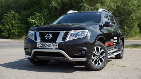 Защита переднего бампера волна d63мм Nissan Terrano 2014