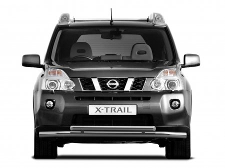 Защита переднего бампера двойная d63мм Nissan X-Trail (нерж)