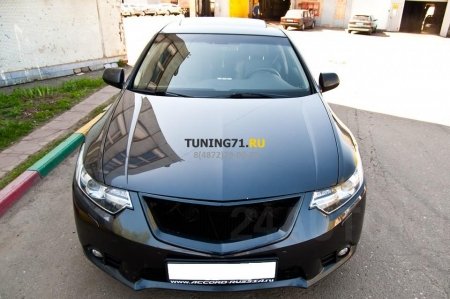 2008 - 2012   Honda Accord 8 Решетка радиатора (рестайлинг) ABS пластик Решетка радиатора 1 шт., алюминиевая крашенная сетка 1 шт.