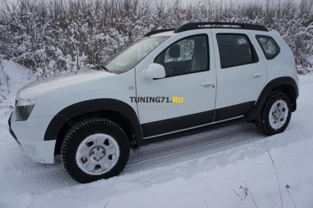 2011 -  Renault Duster Расширители арок (8 шт) МИ ABS пластик , с тиснением, матовое исполнениеНакладки на колёсные арки из восьми частей 1 к-т