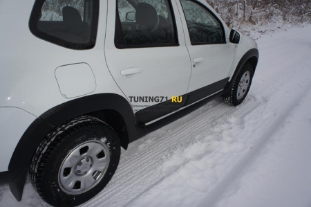 2011 -   Renault Duster Расширители арок (8 шт) ABS пластик , с тиснением, глянцевое исполнениеНакладки на колёсные арки из восьми частей 1 к-т