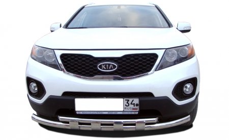 KIA   Sorento 2009-2012   Защита переднего бампера двойная с перемычками  60/42