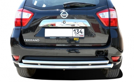 Защита заднего бампера Nissan Terrano 2015 двойная радиус 60/42