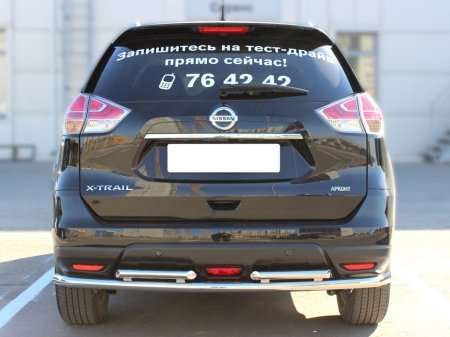 Nissan X-trail  2015-наст.вр.-Защита заднего бампера d-53+43 с подгибами