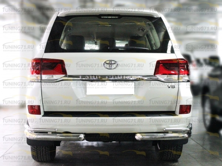 Защита заднего  бампера  "уголки" d-76+43 Toyota Land Cruiser 200 2015-наст.вр.